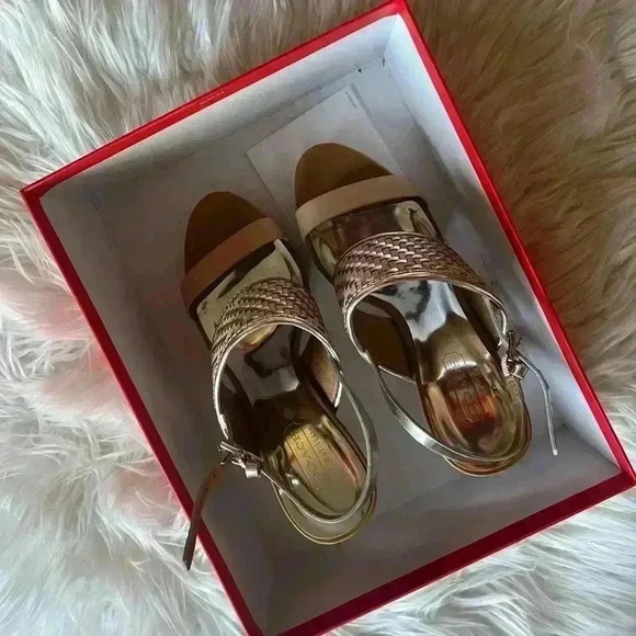 Coach Steffi Heeled Sandals – Natural/Silver, Size 6B High Heels Strap Pumps - Picture 6 of 16